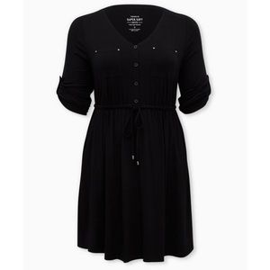 Torrid Black Button-Front Drawstring Waist Size 4x 24/26